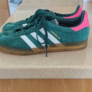 Adidas Gazelle Suede Sneakers in Green and Pink